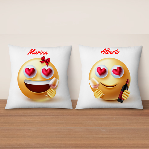 Pack 2 Cojines Emoticonos para regalar en San Valentín o Aniversario